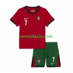 Camisolas de futebol Portugal Cristiano Ronaldo 7 Criança Equipamento Principal Euro 2024 Manga Curta